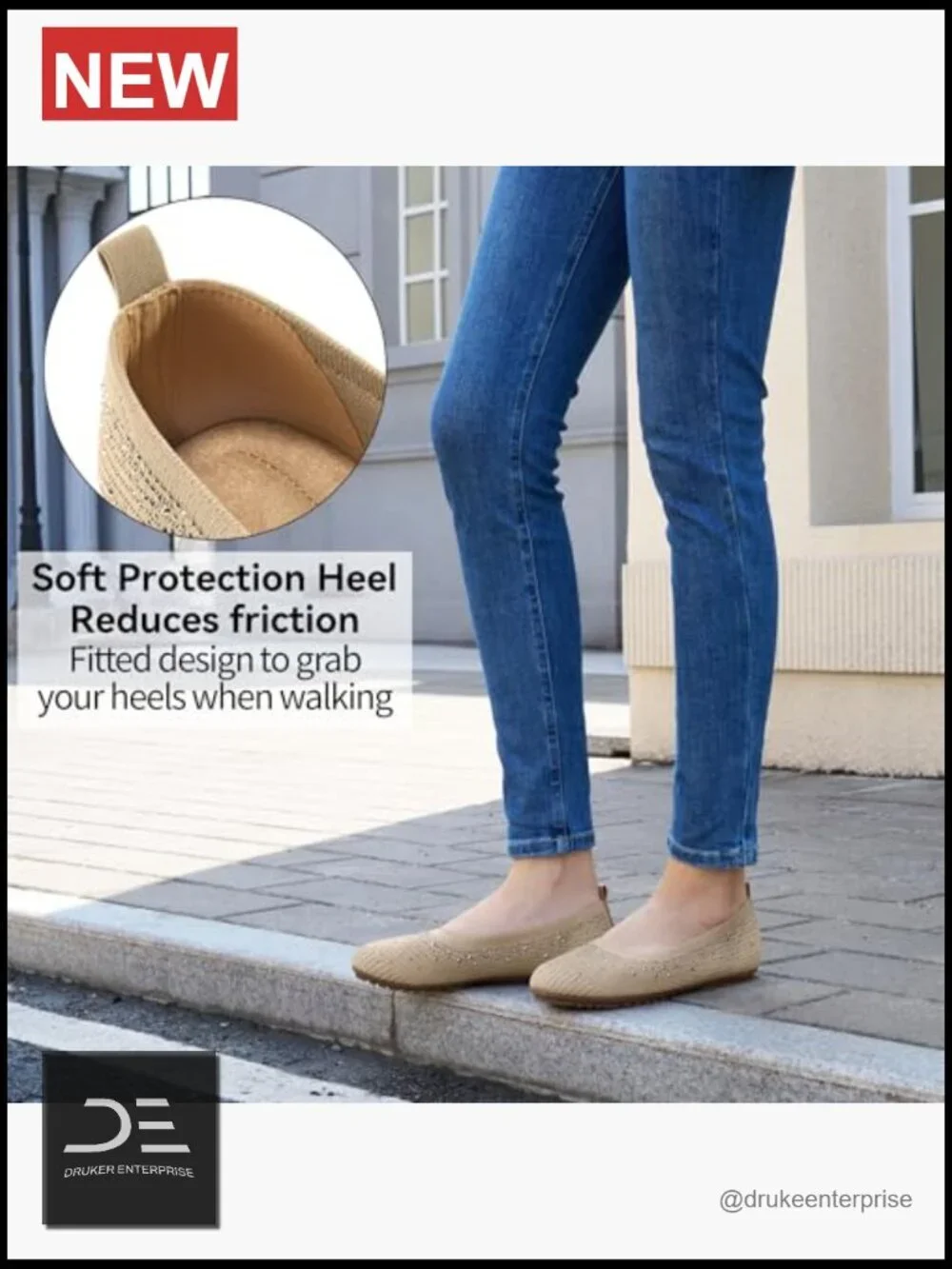 Women's Comfort Knit Ballet Flats Glitter Round Toe Casual Work Shoes